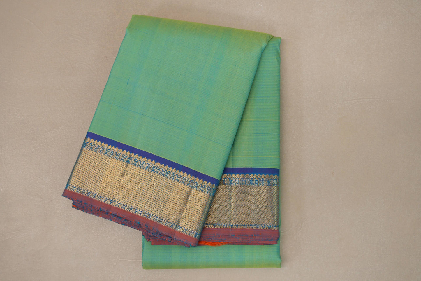 Dual Tone Green and Blue Vintage Kanjivaram Silk Saree by Shreenivas Silks PSSR019103