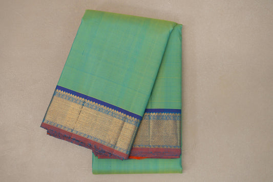 Dual Tone Green and Blue Vintage Kanjivaram Silk Saree by Shreenivas Silks PSSR019103 - Parisera