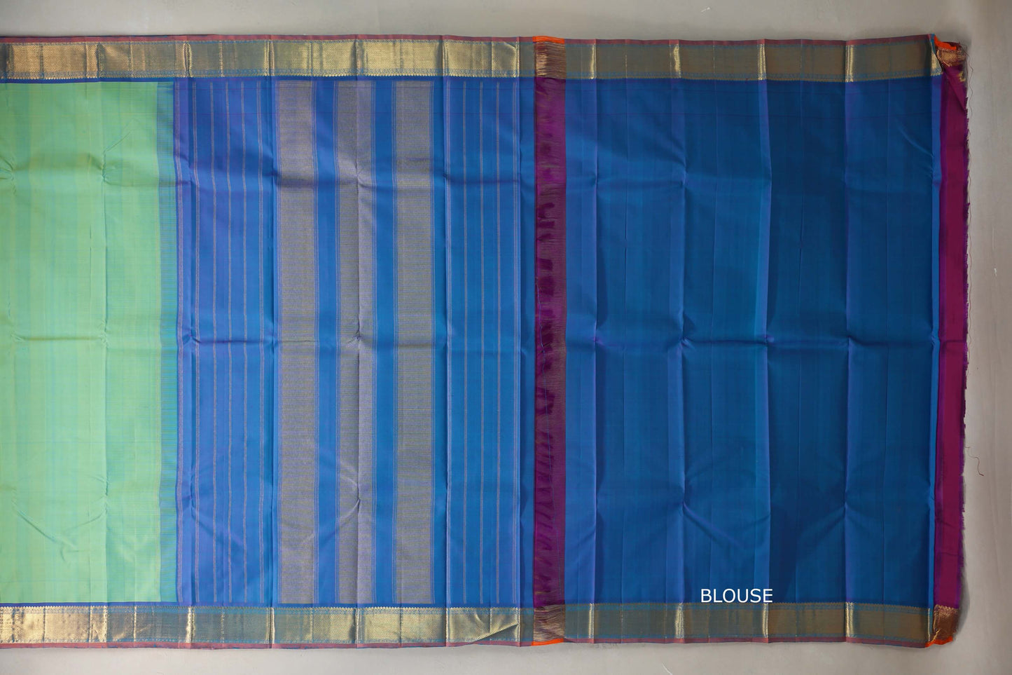 Dual Tone Green and Blue Vintage Kanjivaram Silk Saree by Shreenivas Silks PSSR019103