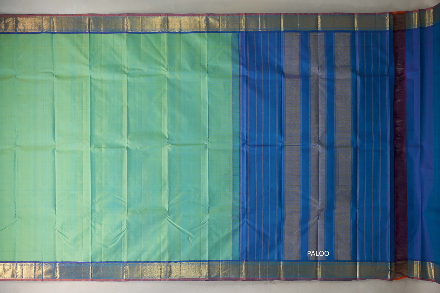Dual Tone Green and Blue Vintage Kanjivaram Silk Saree by Shreenivas Silks PSSR019103