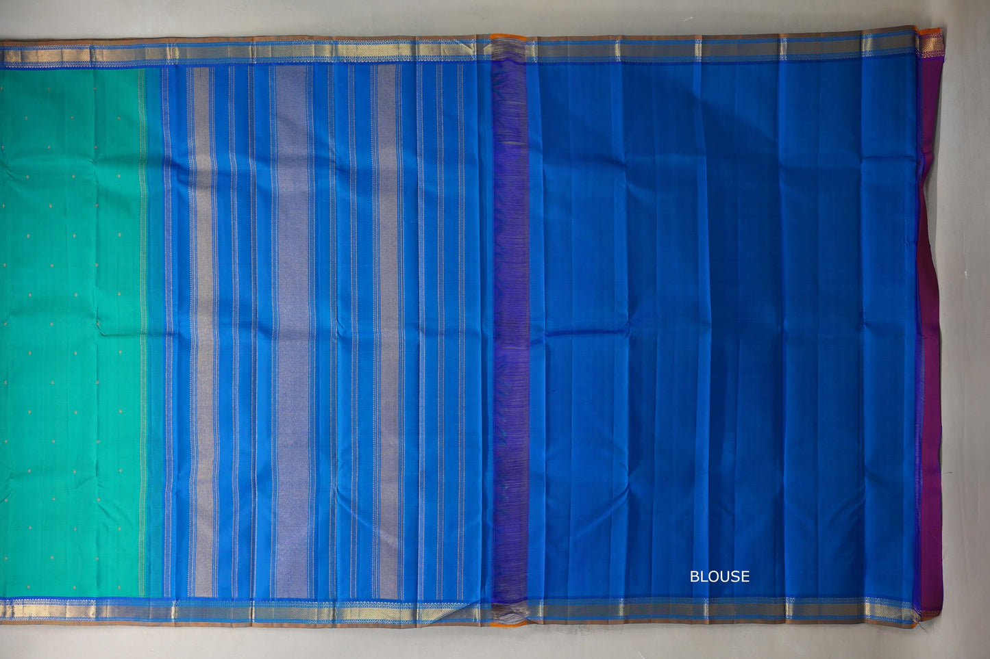 Dual Tone Green and Blue Vintage Kanjivaram Silk Saree by Shreenivas Silks PSSR019104