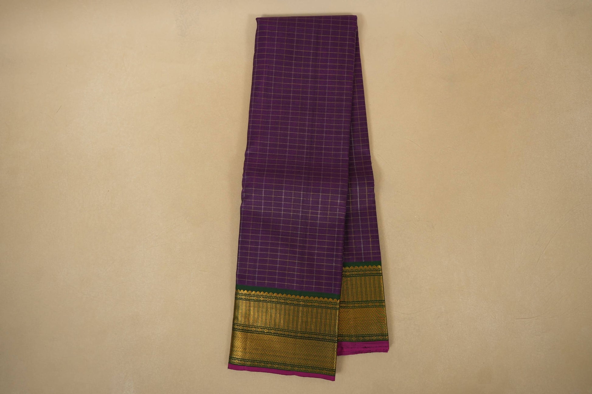 Purple Zari Checks Kanjivaram Silk Saree Online