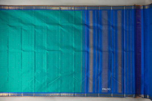 Dual Tone Green and Blue Vintage Kanjivaram Silk Saree by Shreenivas Silks PSSR019104