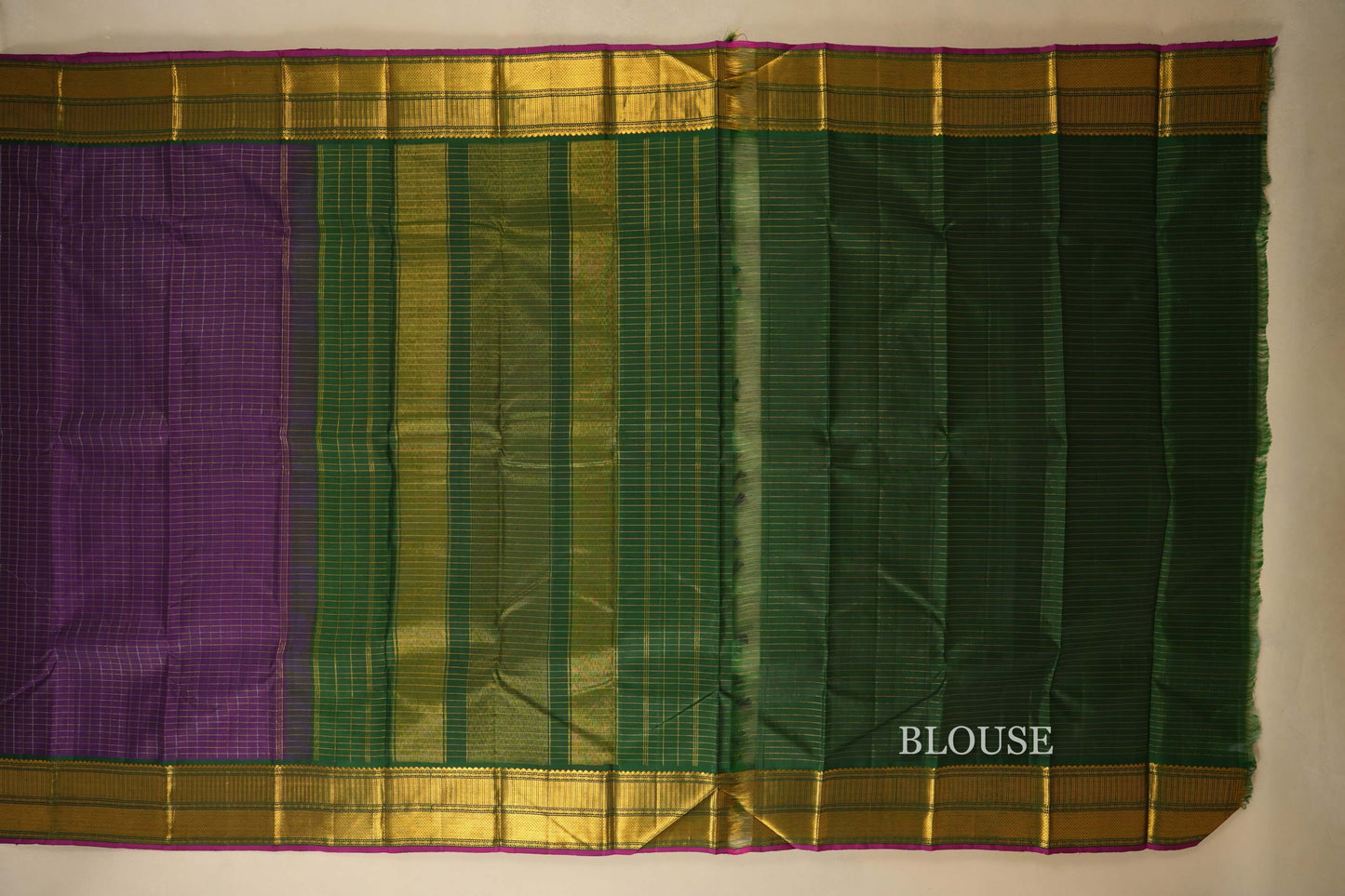 Purple Zari Checks Kanjivaram Silk Saree Blouse