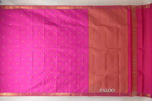 Bright Magenta Pink Vintage Kanjivaram Silk Saree paloo