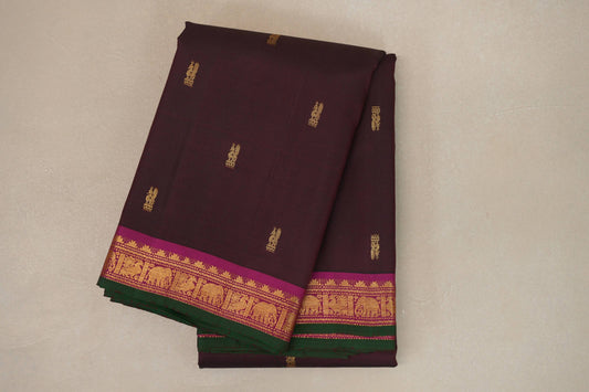 Brownish maroon Vintage Kanjivaram Silk Saree by Shreenivas Silks PSSR019106
