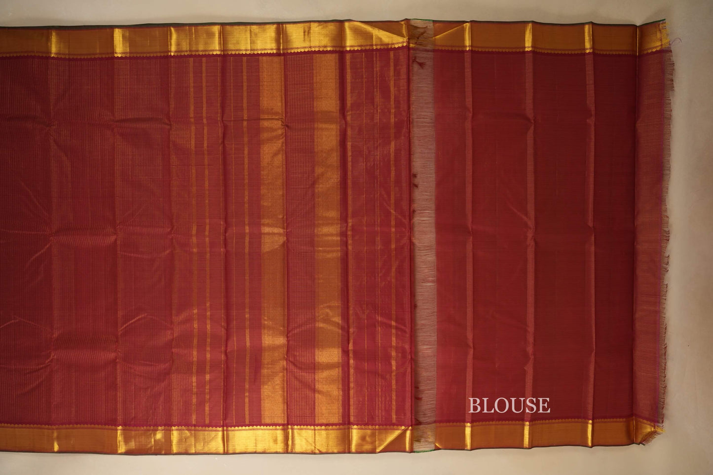 Maroon Mini Zari Checks Kanjivaram Silk Saree blouse