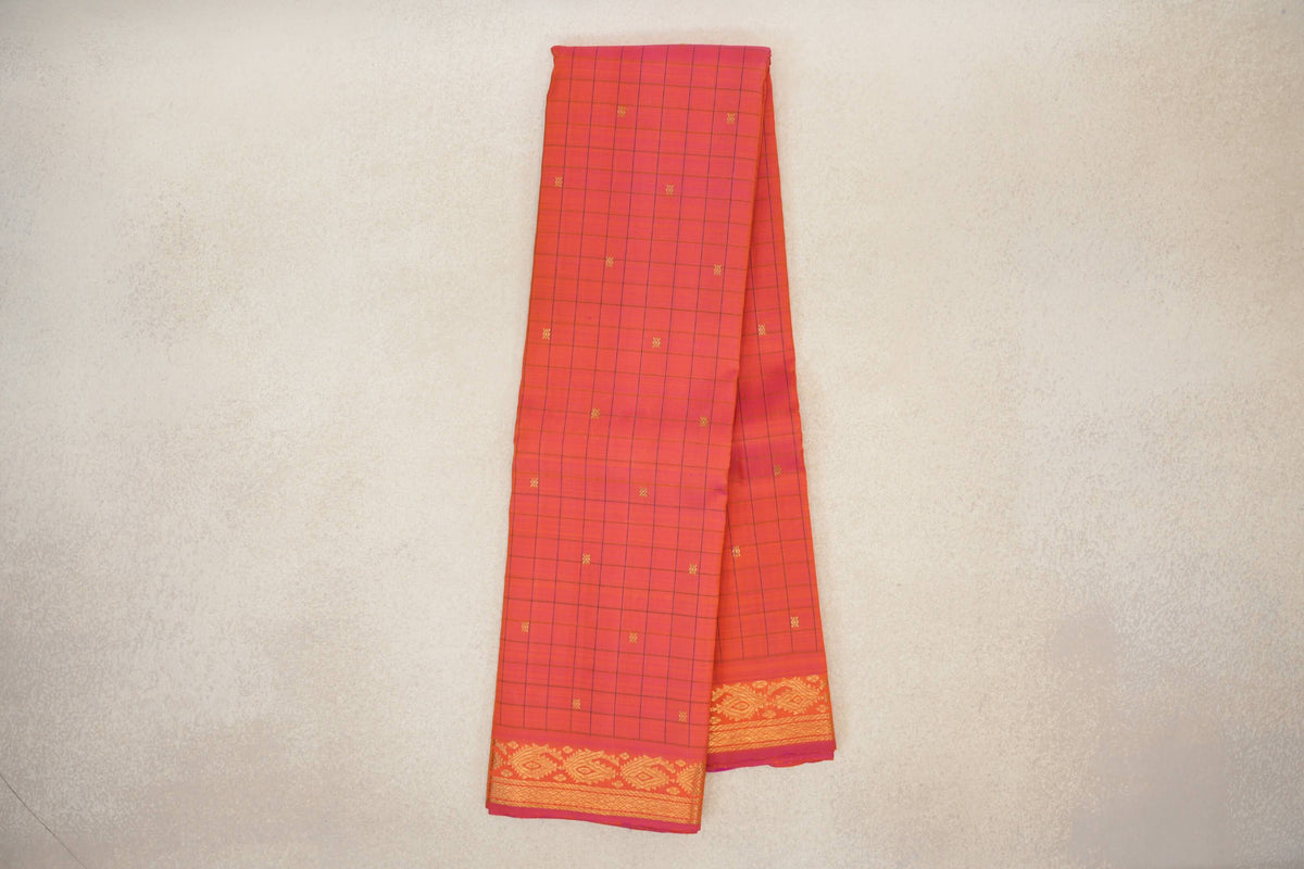 Dual Tone of Yellow and Pink Vintage Kanjivaram Silk Saree online