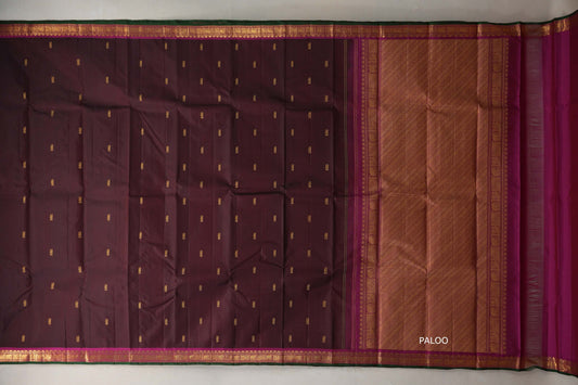 Brownish maroon Vintage Kanjivaram Silk Saree by Shreenivas Silks PSSR019106