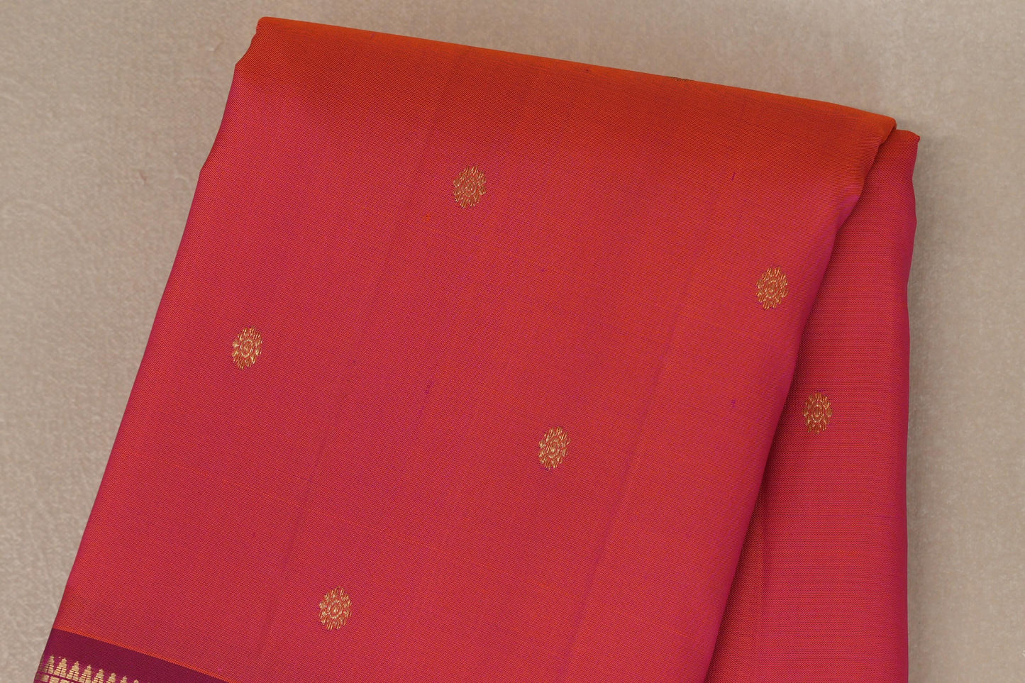 Orangish Pink Vintage Kanjivaram Silk Saree by Shreenivas Silks PSSR019107