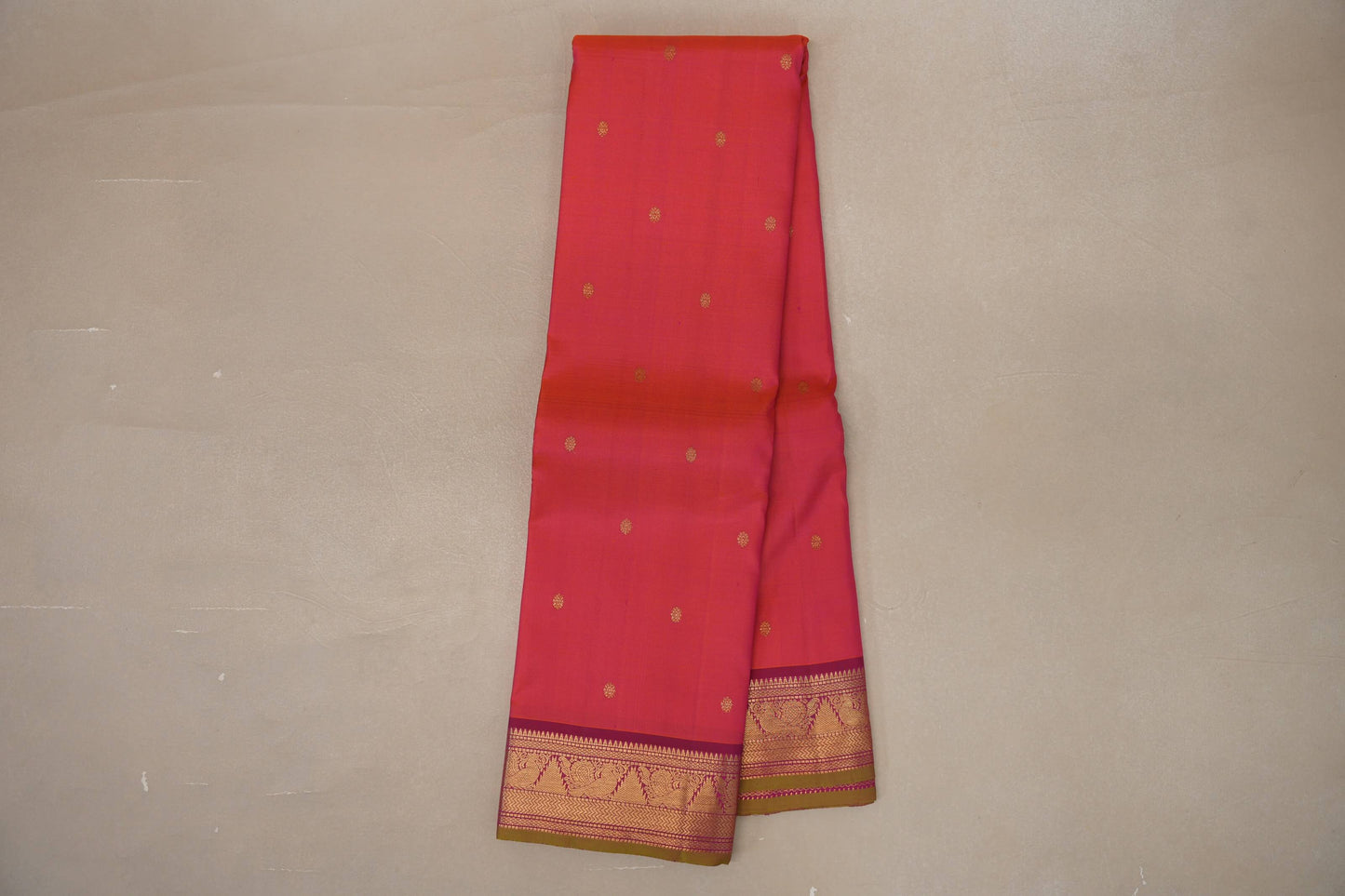 Orangish Pink Vintage Kanjivaram Silk Saree by Shreenivas Silks PSSR019107