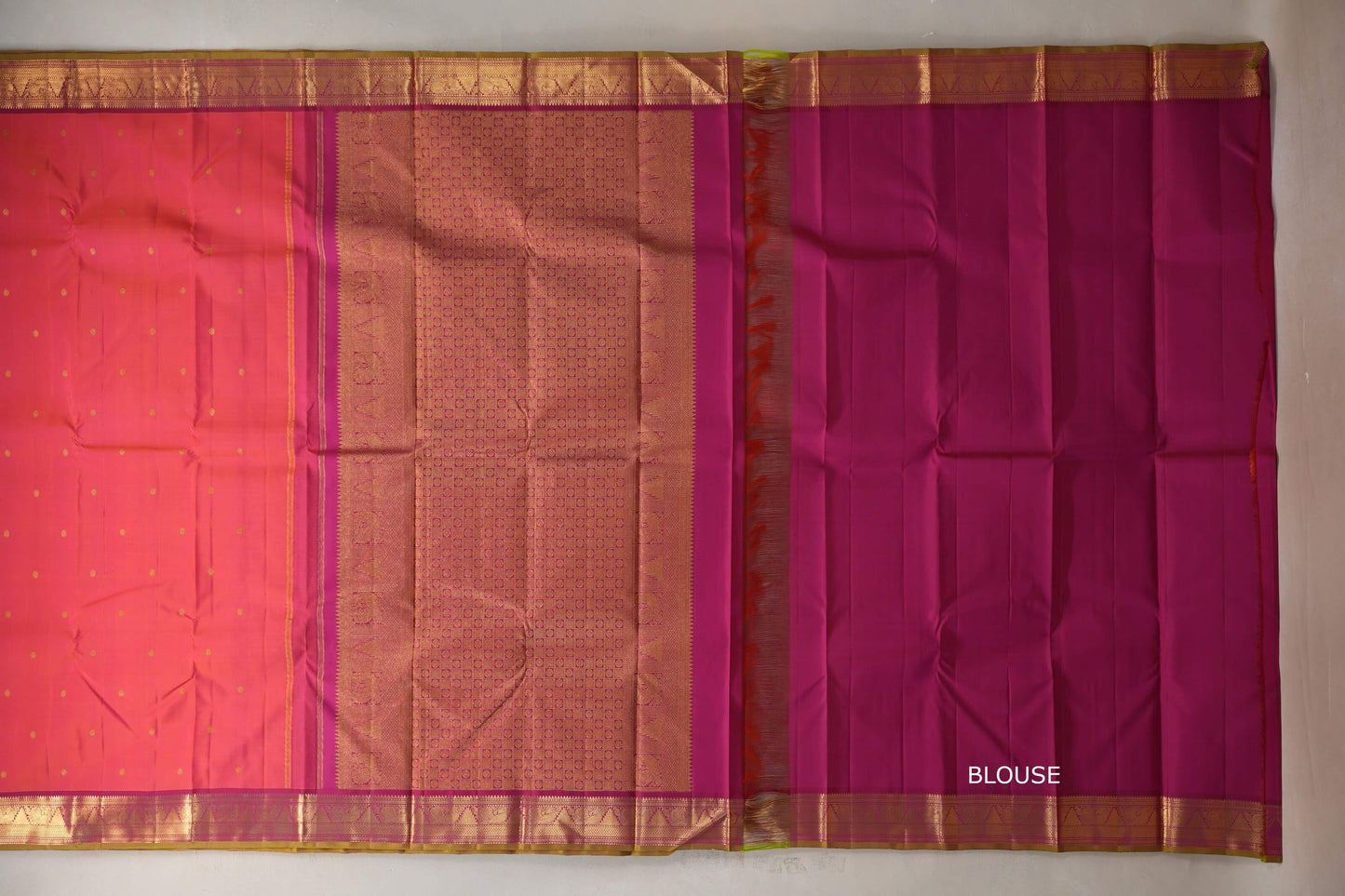Orangish Pink Vintage Kanjivaram Silk Saree by Shreenivas Silks PSSR019107