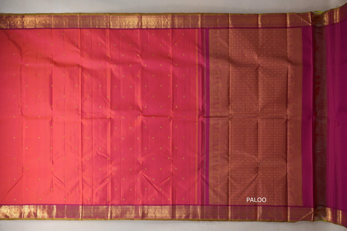 Orangish Pink Vintage Kanjivaram Silk Saree by Shreenivas Silks PSSR019107