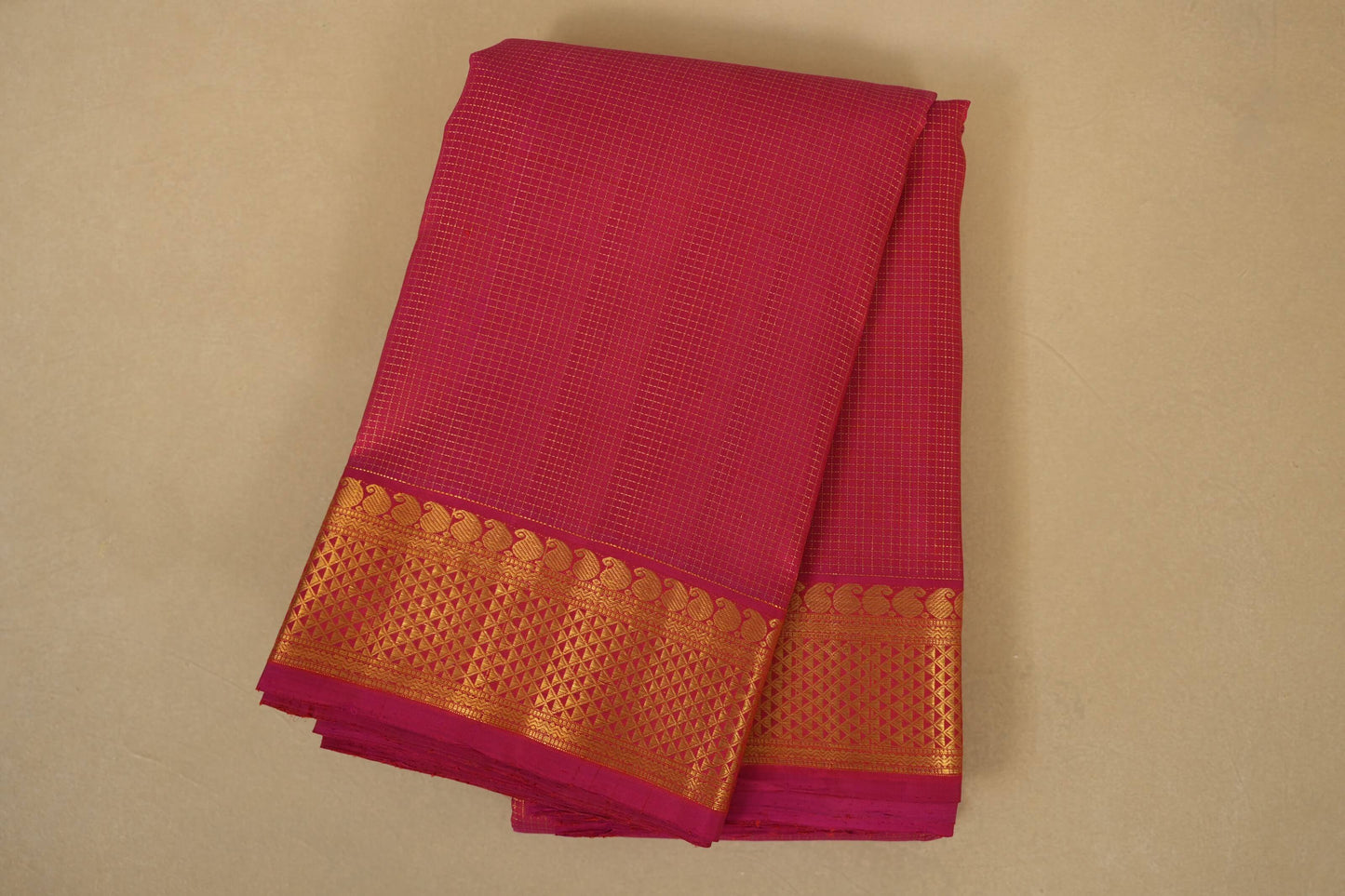 Folded Hot Pink Kanjivaram Silk Saree