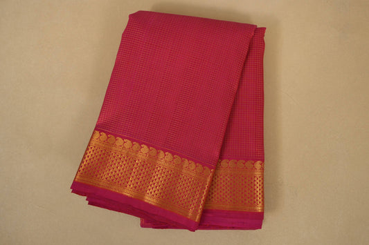 Folded Hot Pink Kanjivaram Silk Saree