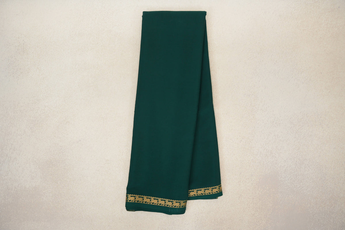 Dark Bottle Green Mysore Silk Saree by Shreenivas Silks PSSR0110236