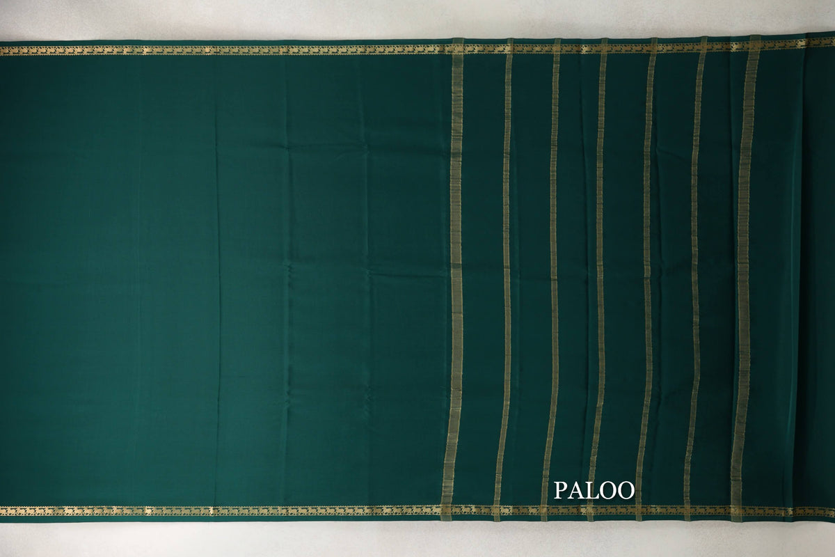Dark Bottle Green Mysore Silk Saree by Shreenivas Silks PSSR0110236