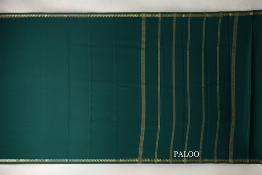 Dark Bottle Green Mysore Silk Saree by Shreenivas Silks paloo