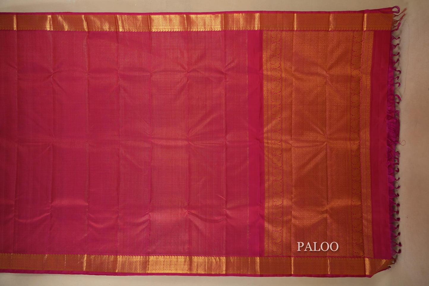 Hot Pink Kanjivaram Silk Saree Paloo