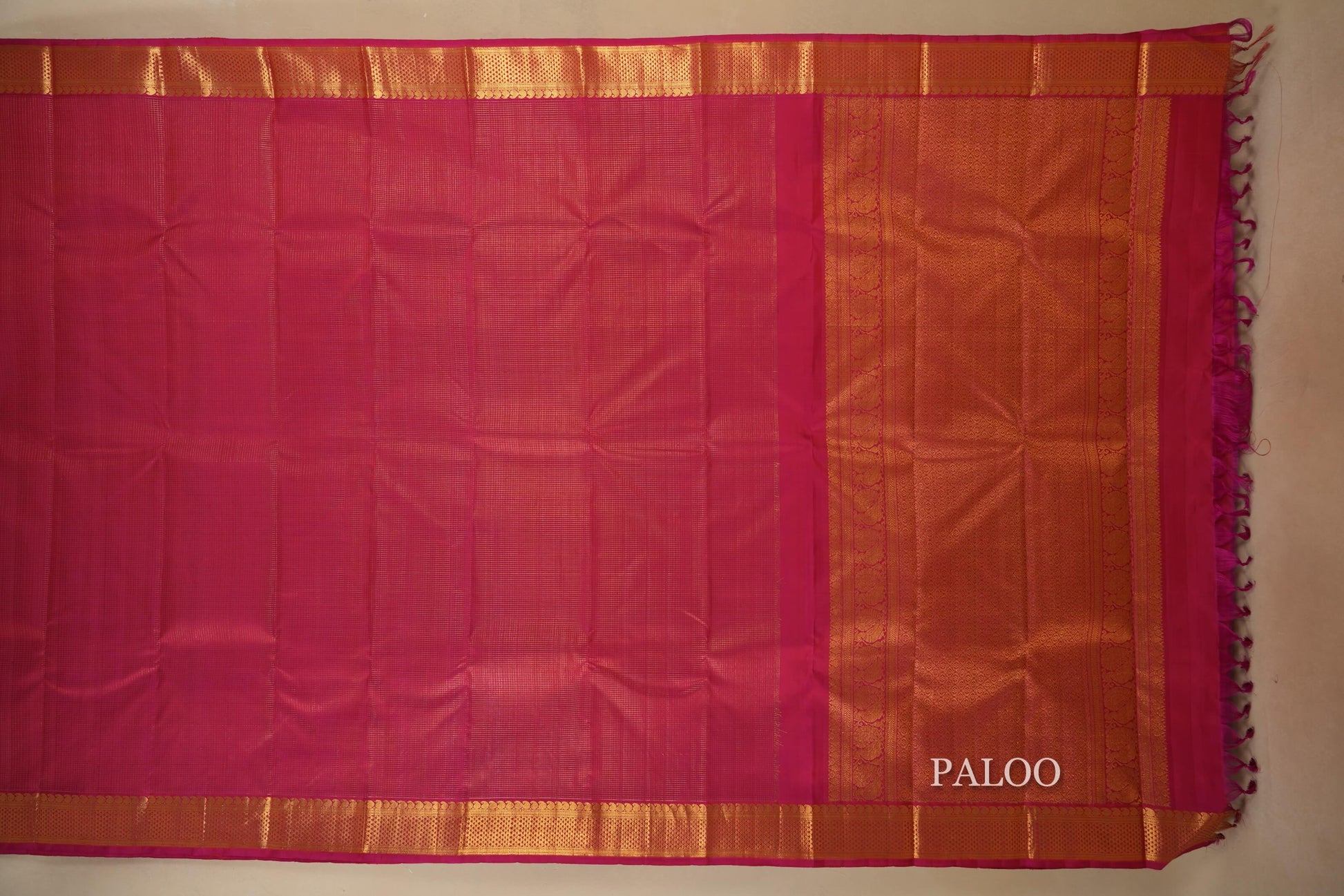 Hot Pink Kanjivaram Silk Saree Paloo
