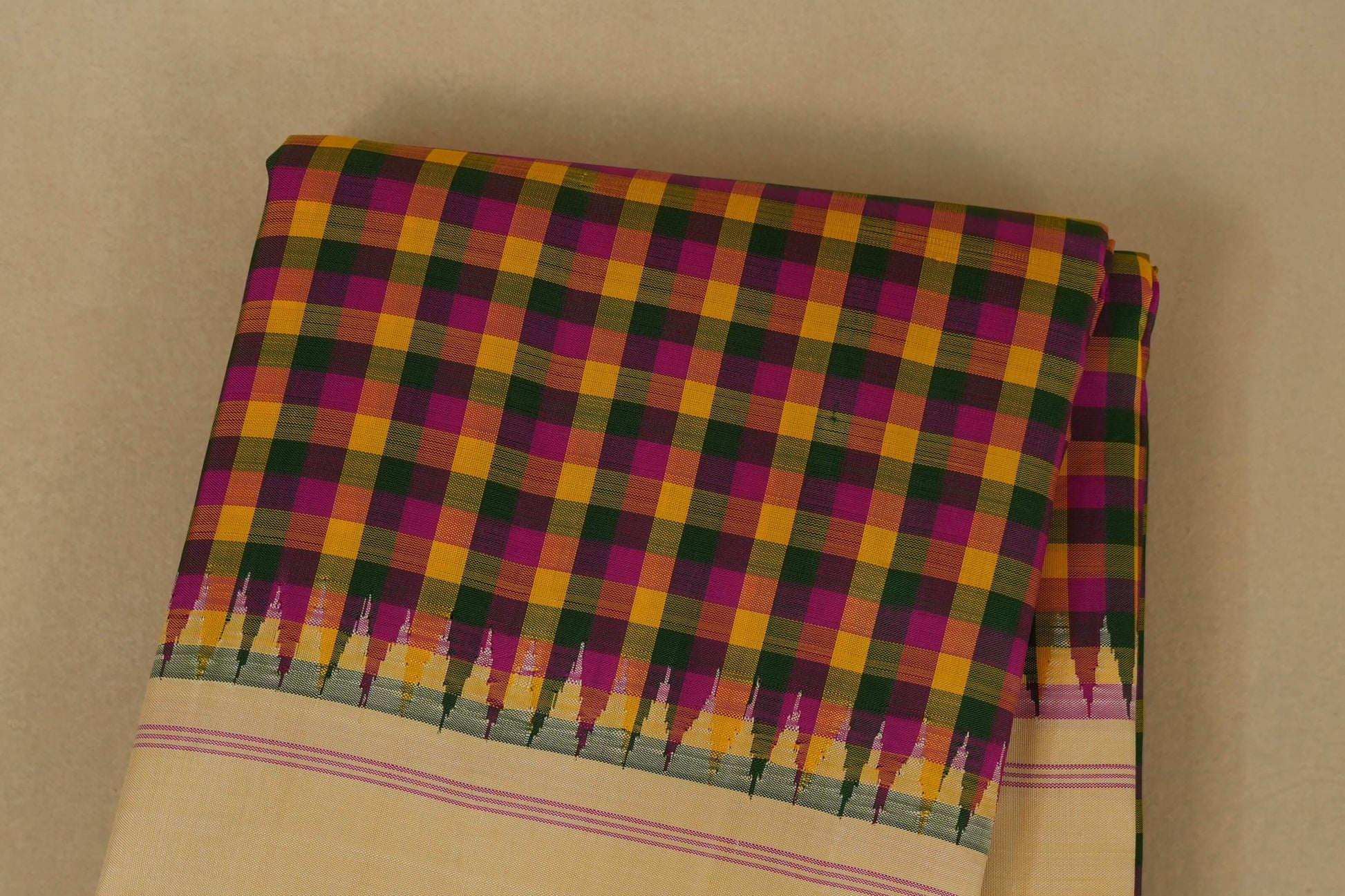 Multi Colour Kanjivaram Silk Saree body zoom