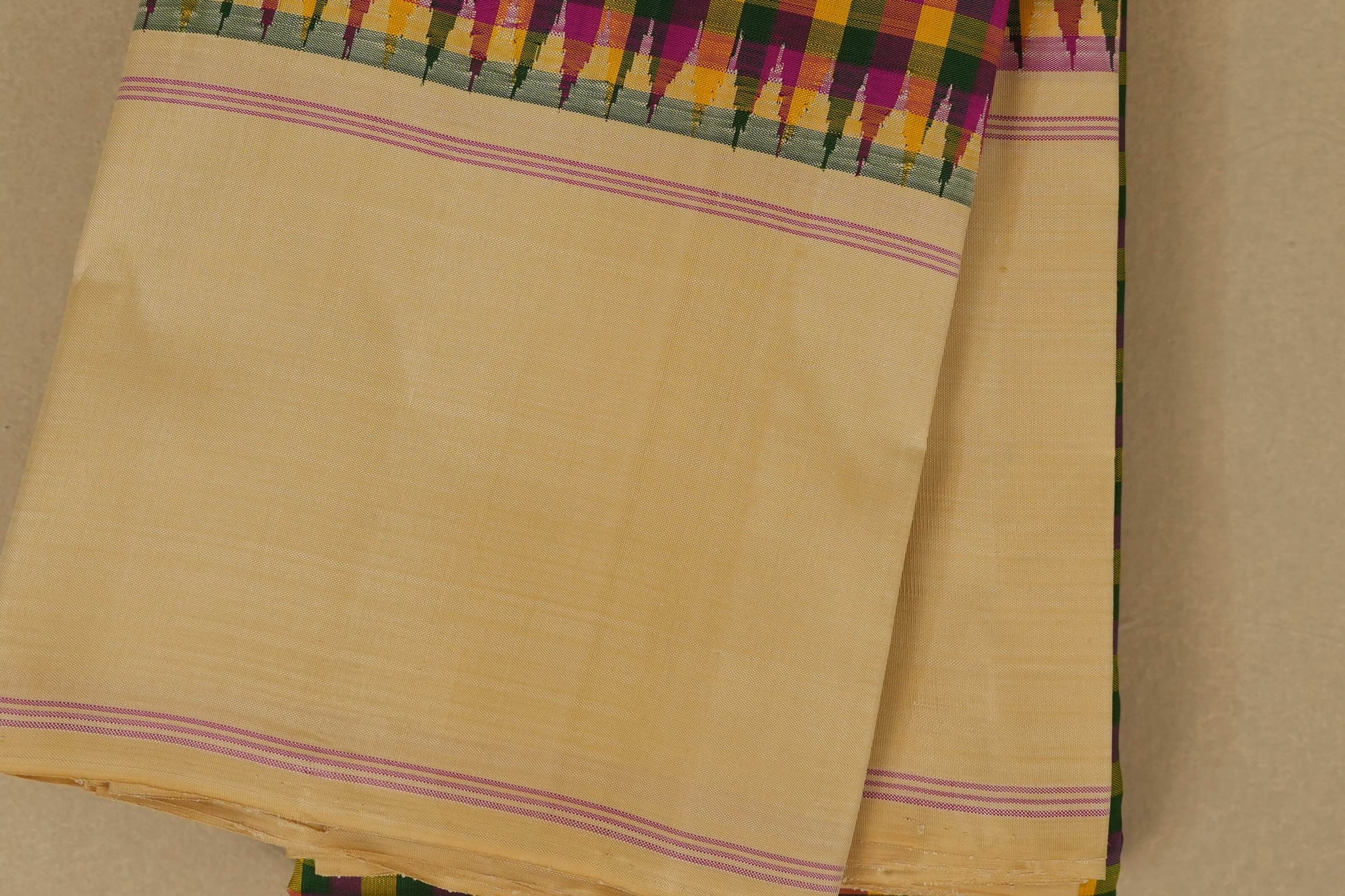Multi Colour Kanjivaram Silk Saree  border zoom