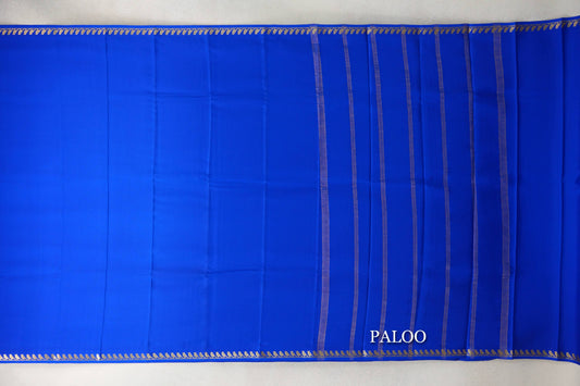 Bright Royal Blue Mysore Silk Saree by Shreenivas Silks  paloo