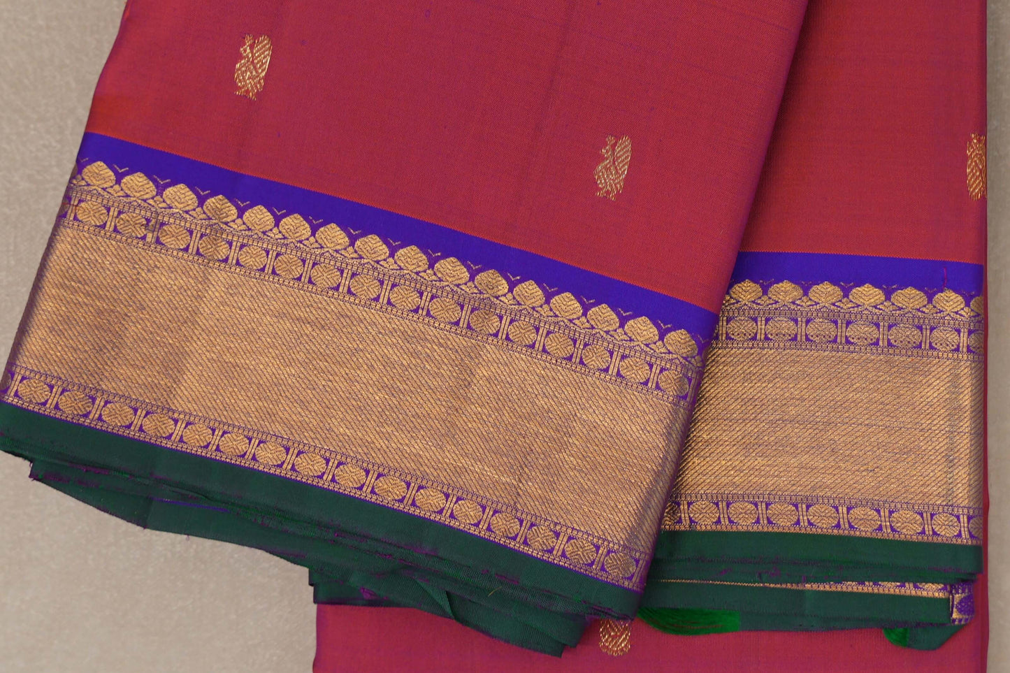 Orangish Pink Vintage Kanjivaram Silk Saree by Shreenivas Silks PSSR019109