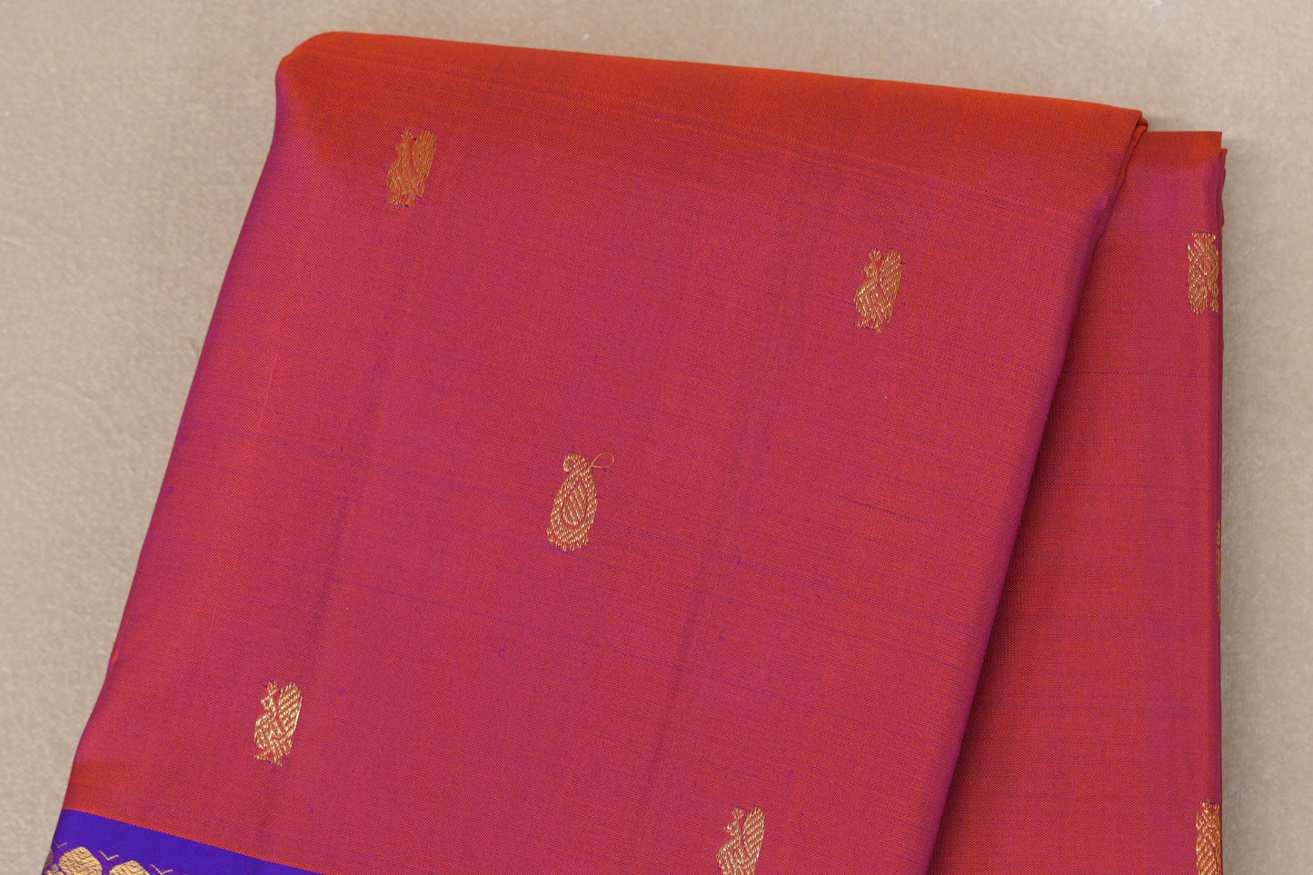 Orangish Pink Vintage Kanjivaram Silk Saree by Shreenivas Silks PSSR019109