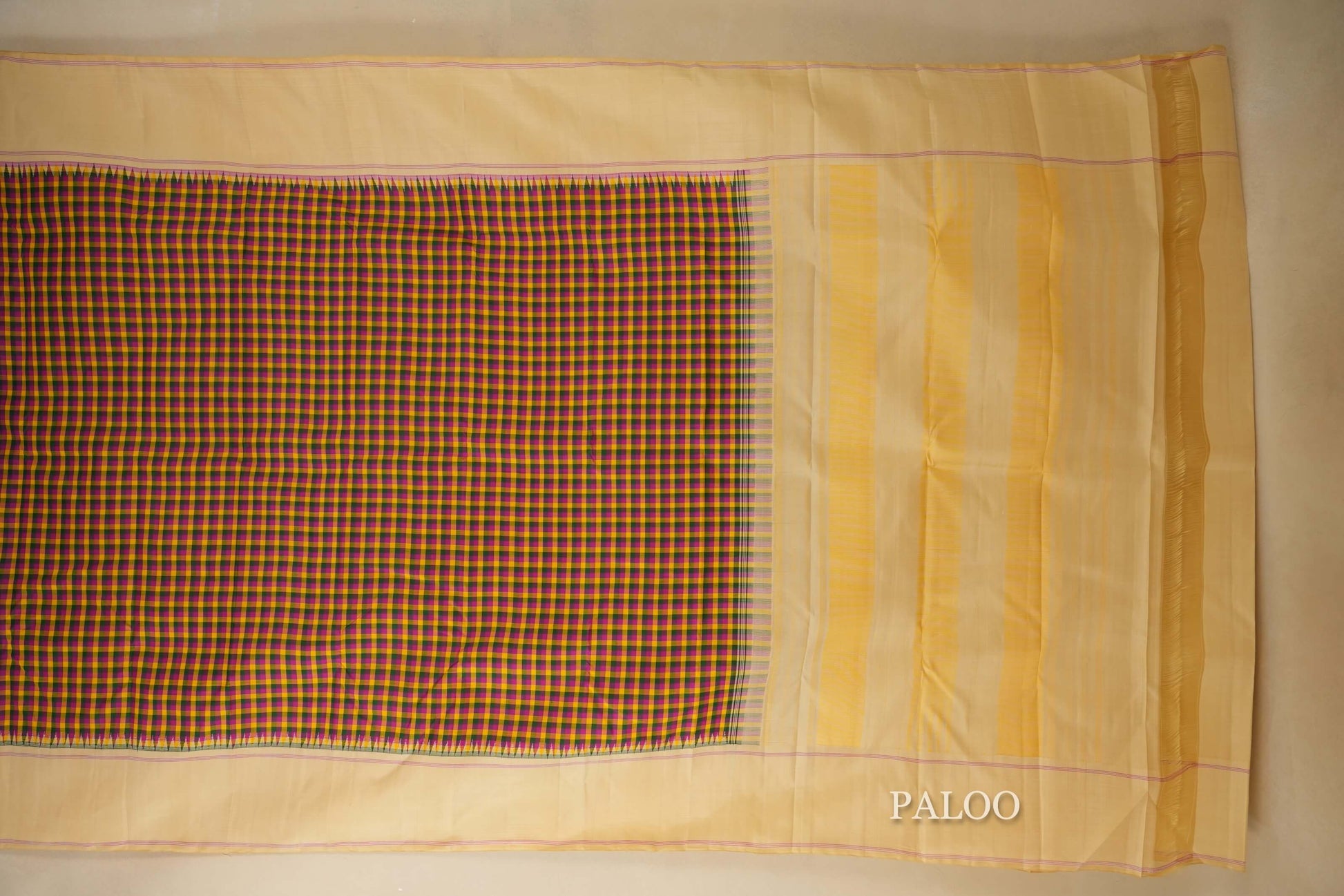 Multi Colour Kanjivaram Silk Saree paloo 