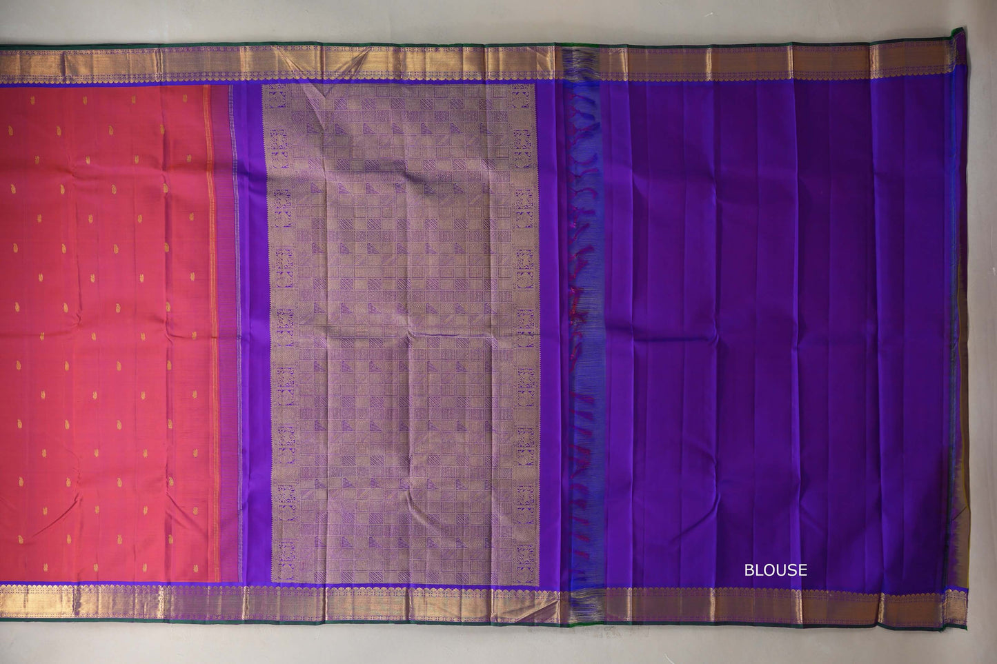 Orangish Pink Vintage Kanjivaram Silk Saree by Shreenivas Silks PSSR019109