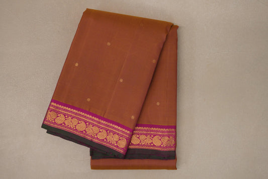 Dual tone of yellow and pink Vintage Kanjivaram Silk Saree by Shreenivas Silks PSSR019110