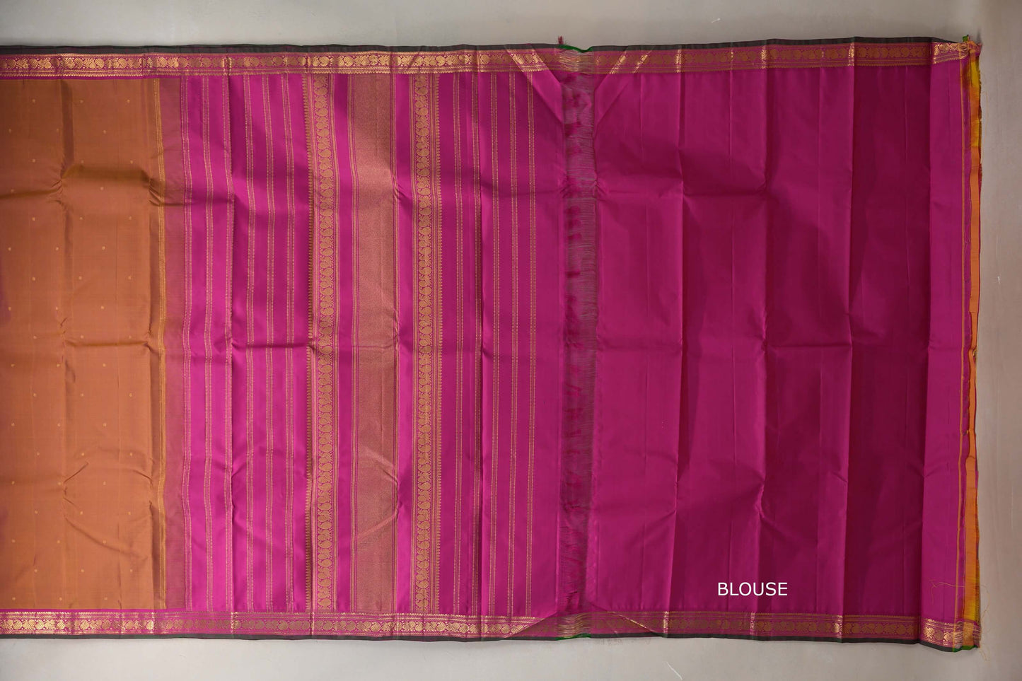 Dual tone of yellow and pink Vintage Kanjivaram Silk Saree by Shreenivas Silks PSSR019110