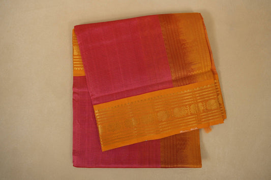 Folded Dark Peach Pink Silk Cotton Saree