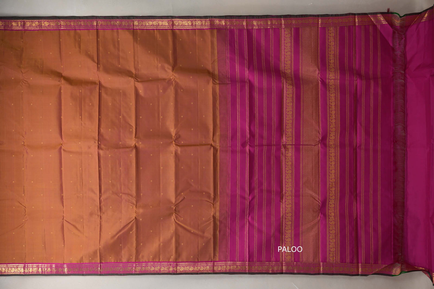 Dual tone of yellow and pink Vintage Kanjivaram Silk Saree by Shreenivas Silks PSSR019110
