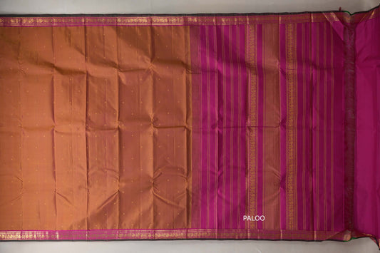 Dual tone of yellow and pink Vintage Kanjivaram Silk Saree by Shreenivas Silks PSSR019110