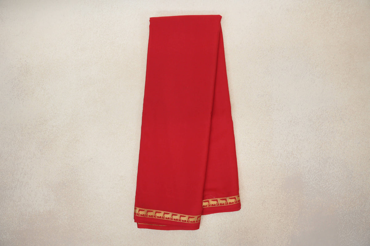 Bright Red Mysore Silk Saree by Shreenivas Silks PSSR0110240