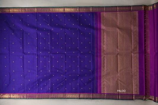Deep blue Vintage Kanjivaram Silk Saree by Shreenivas Silks PSSR019111