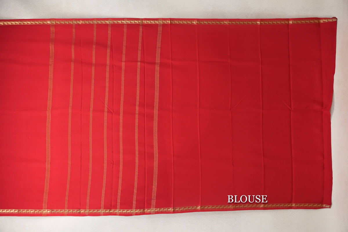 Bright Red Mysore Silk Saree by Shreenivas Silks PSSR0110240