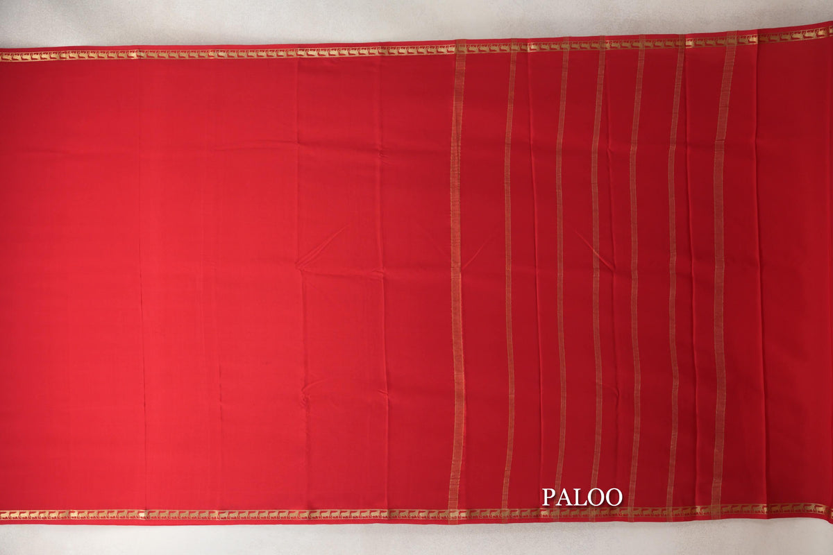 Bright Red Mysore Silk Saree by Shreenivas Silks PSSR0110240