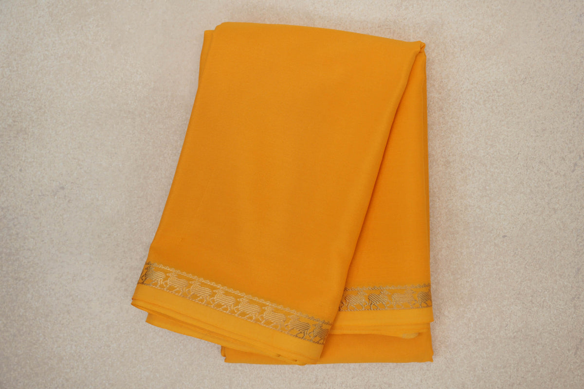 Bright Yellow Mysore Silk Saree by Shreenivas Silks 