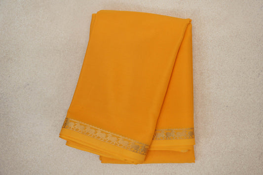 Bright Yellow Mysore Silk Saree by Shreenivas Silks 