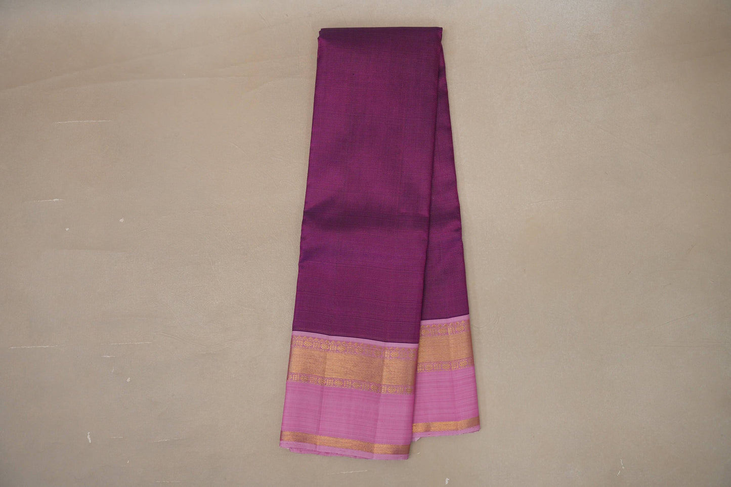 Deep magenta with Baby pink borders Vintage Kanjivaram Silk Saree by Shreenivas Silks PSSR019112