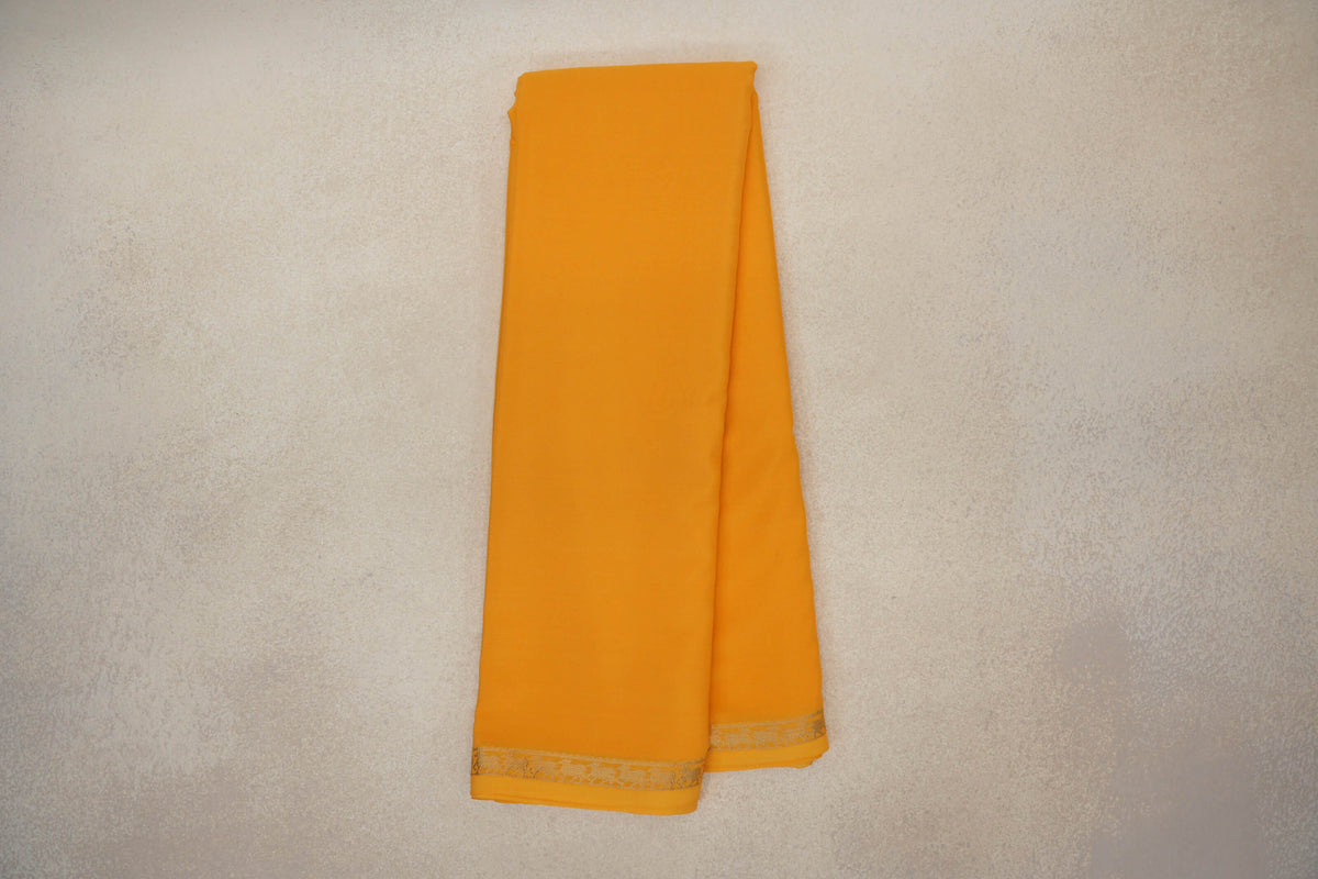 Bright Yellow Mysore Silk Saree by Shreenivas Silks 