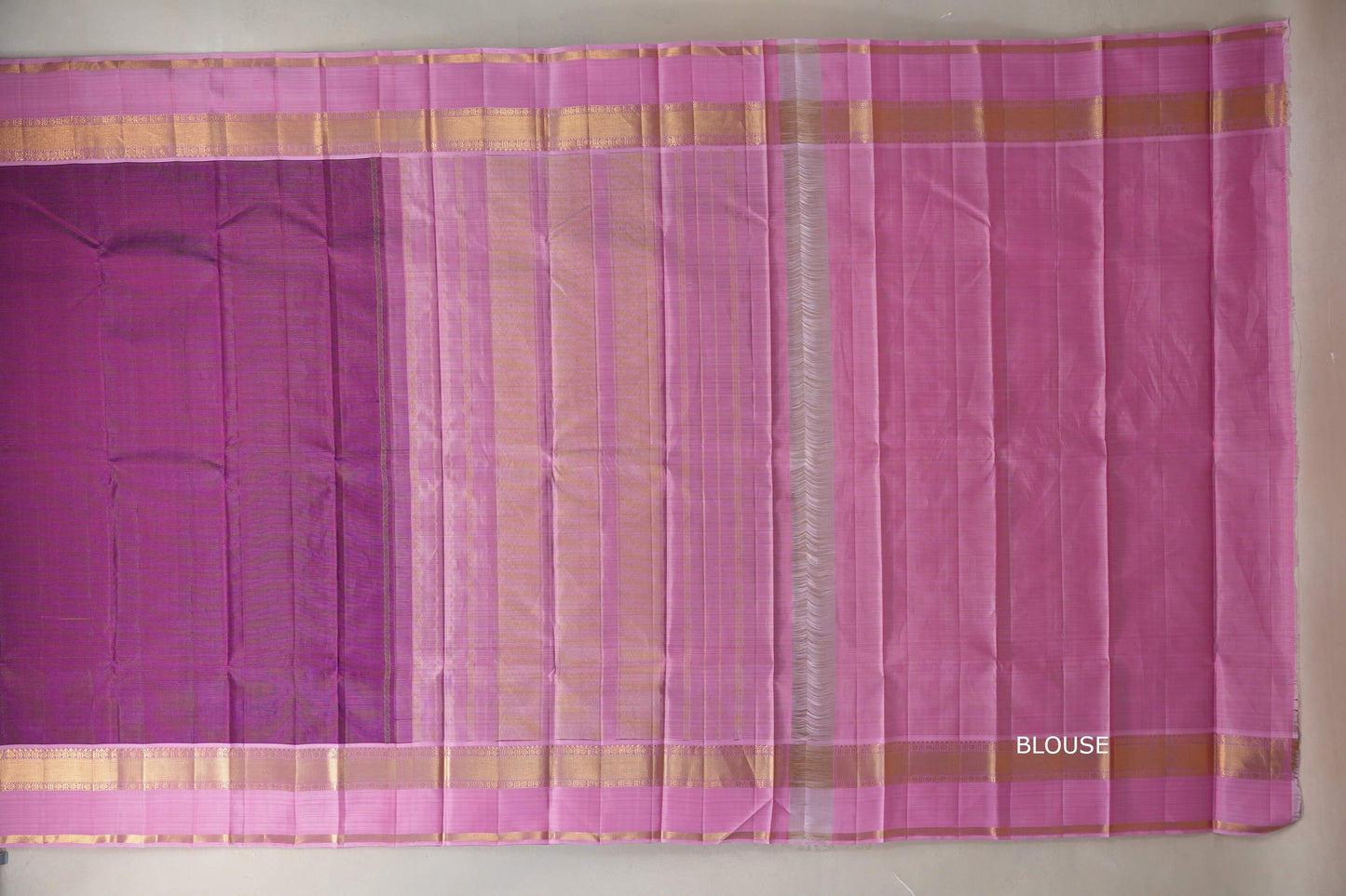 Deep magenta with Baby pink borders Vintage Kanjivaram Silk Saree by Shreenivas Silks PSSR019112