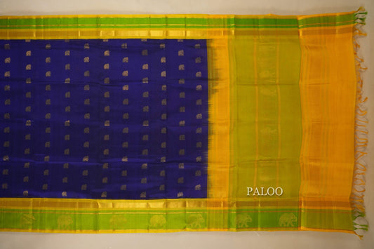 Blue Silk Cotton Saree Paloo