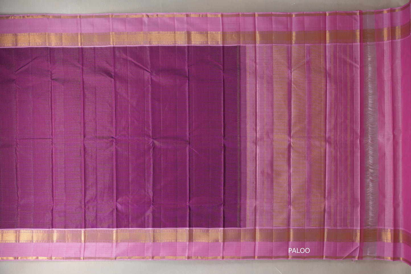Deep magenta with Baby pink borders Vintage Kanjivaram Silk Saree by Shreenivas Silks PSSR019112