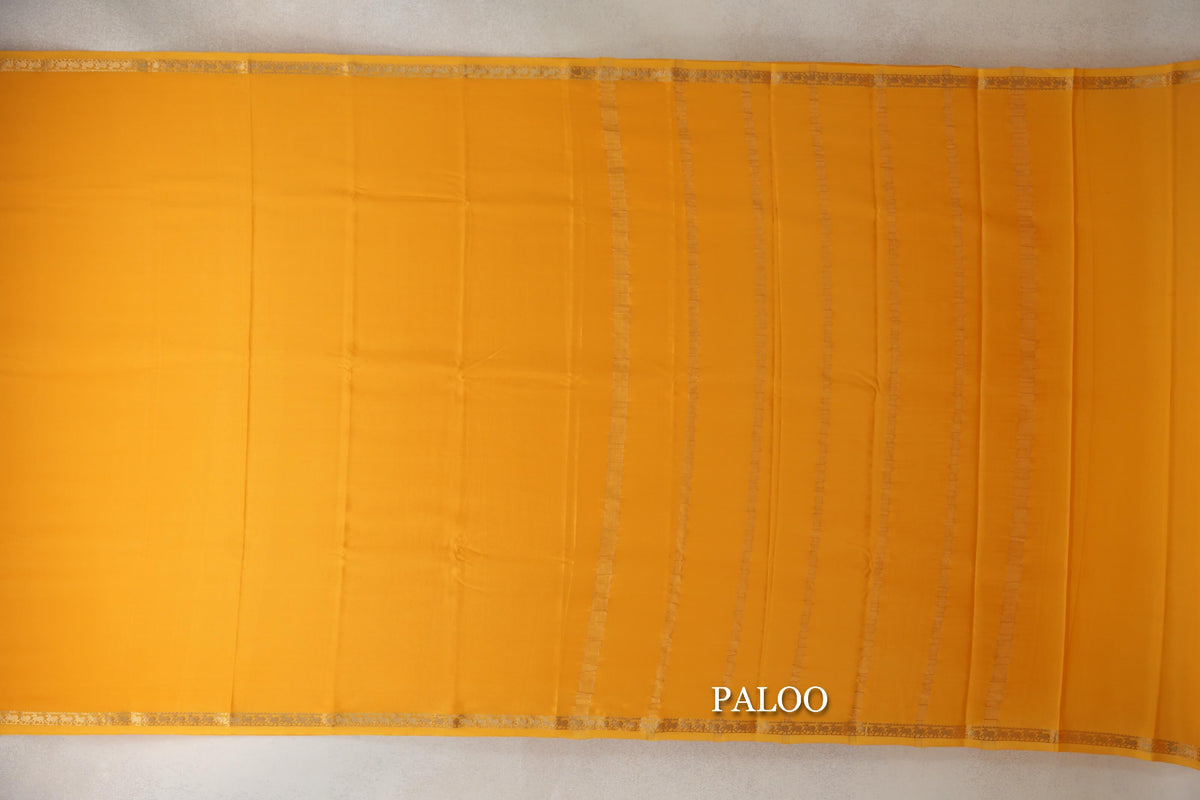 Bright Yellow Mysore Silk Saree by Shreenivas Silks  paloo