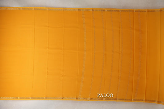 Bright Yellow Mysore Silk Saree by Shreenivas Silks  paloo
