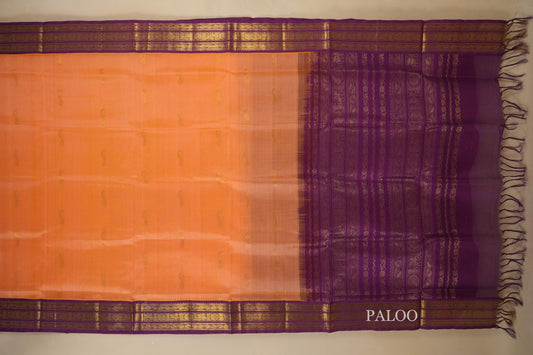 Peach Silk Cotton Saree paloo